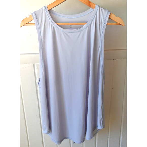 Lululemon Tops - Lululemon Shirt Womens Medium Light Blue Muscle Tank Top Mesh Vent Split Back